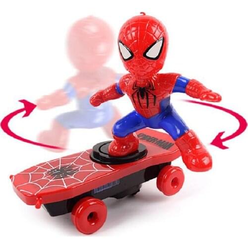 Disney Childrens Toys Surprise Spiderman Electronic Music Toys Stunt Scooter Automatic Flip Skateboard Sound Light Car Toys