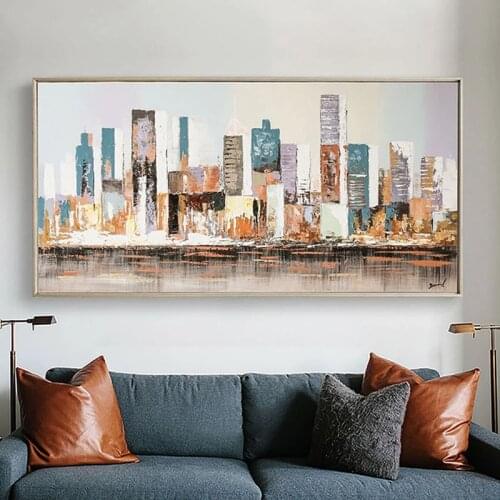 Home decoration Hand Painted Oil Painting On Canvas Modern Large size Abstract Art Home Decor Hang Picture city building