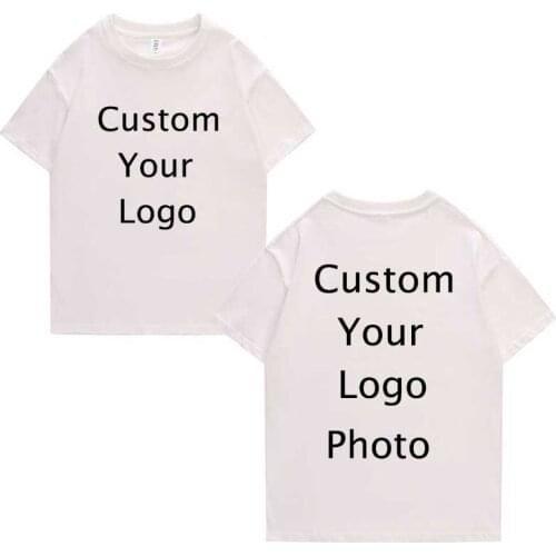 Custom Logo T Shirts print Own photos 210g cotton thick tshirts DIY your brand tees drop shipping short sleeve T-shirt wholesale