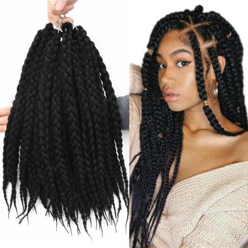 Full Star 12" 18" 22" Crochet Braids Synthetic Hair Style Black Burgundy Brown for Africa America Women Box Braids Crochet Hair