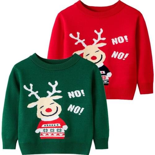 Cute Deer Christmas Sweaters For Boys Toddler Girls Fall Pullover Childrens Winter Knitted Wear Kids Clothes