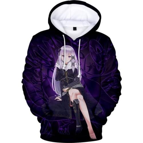 Cartoon Re:Life In A Different World From Zero 3D Hoodies RE0 Subaru Emilia Rem Sweatshirts Kids/Boys/girls Clothes Anime Tops