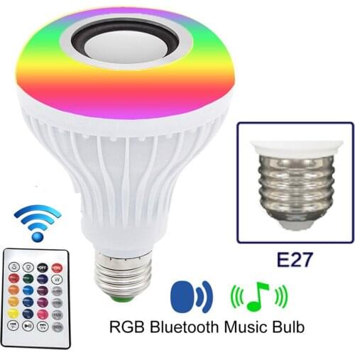 Music Lamps RGB Night Light Bluetooth Bulb Blub BULB With Remote Control RGBW B22 AC100-250V E27 12W For Home Spotlight