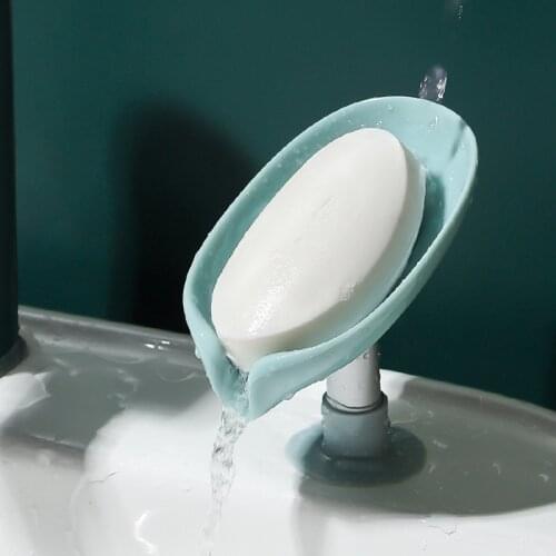 Soap Box Sink Soap Drain Holder Tray Aluminum Creative Sponge Cleaning Brush Drying Case Bathroom Leaf Shape Rack