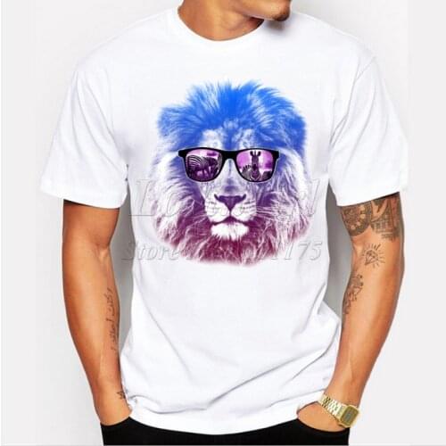Newest 2019 mens fashion short sleeve summer lion printed t-shirt O-neck cool tops