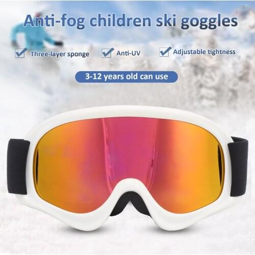 2021 New Children Ski Double‑Layer Anti‑Fog Snow Anti‑Snow Blindness Climbing Windproof Glasses Black/White