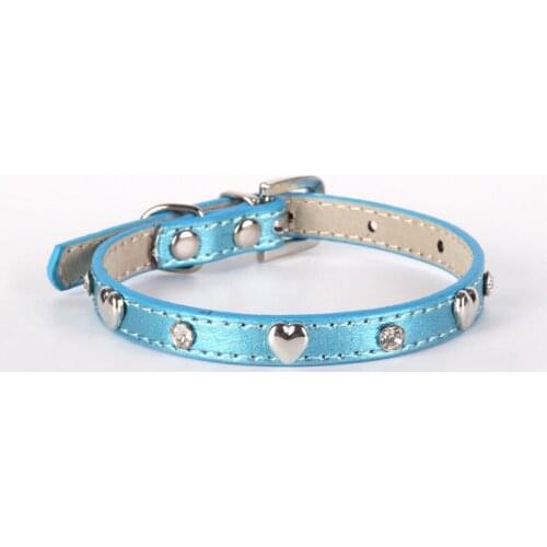 Heart Shape Adjustable Pet Dog Puppy Collar Leather Necklace for Doggie Cat Soft Pet Neck Chain