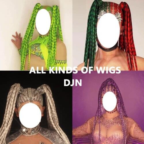 Rhinestone Self Styling Wig Women Crystal Long Hair Headwear gogo Nightclub Party Headdress Dancer Stage Accessories XS2390