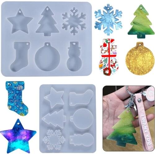 Christmas Snowflake Snowman Epoxy Resin Mold Pendants Ornaments Silicone Mould DIY Crafts Home Decorations Jewelry Casting Tool