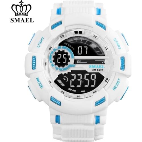 SMAEL Men Sport Watches 50M Waterproof Back Light LED Display Digital Watch Chronograph Shock Wristwatches Outdoor Sports Clock