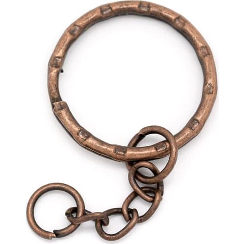 Alloy Key Chains Key Rings Round Antique Copper 5.3cm(2 1/8") Dia, 5 PCs new
