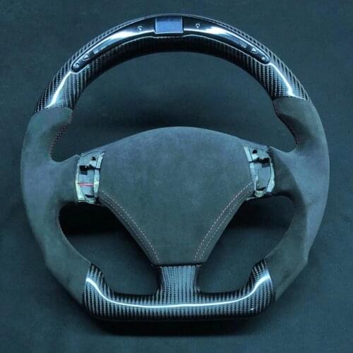 Supercar Cuatomized Real Carbon Fiber Sports LED Steering Wheel Alcantara Leather compatible for Maserati Gran Turismo 2012-2020
