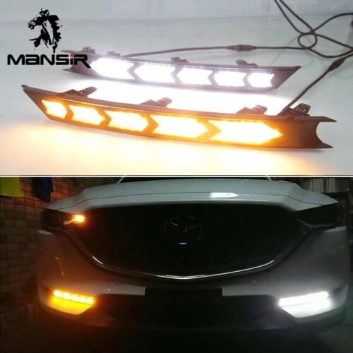 LED Daytime Running Lights Daylights Car DRL For Mazda CX-5 CX5 2017 2018 2019 2020 Sequential turn signal Fso flash light auto