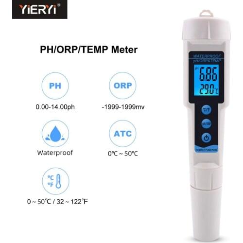 Yieryi New Brand ORP-3569 ORP Meter 3 in 1 pH ORP TEMP Tester with Backlight Multi-parameter Digital Water Quality Monitor