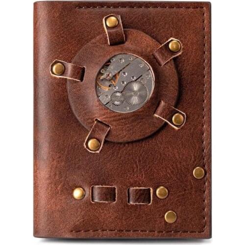 YourSeason 2021 Steampunk Creative Short Slim Wallet Unisex Retro Rivet Solid Color Man No Zipper PU Leather Small Coin Purse