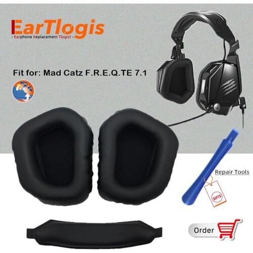 EarTlogis Replacement Parts for Mad Catz F.R.E.Q.TE 7.1 Headset EarPads Bumper Earmuff Cover Cushion Cups pillow Headband