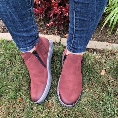Women Ankle Boots Fashion Zipper Comfort Solid Color Flat Winter Shoes Casual Cowboy Boots for Women Botas altas mujer big size
