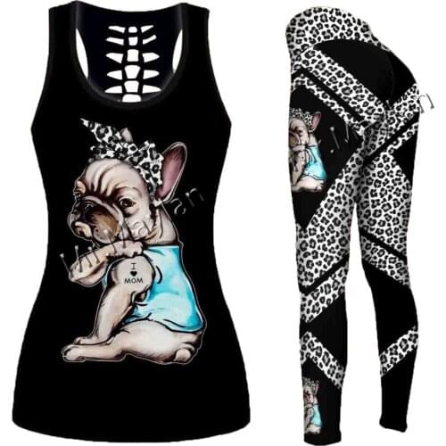 French Bulldog Bow 3D Digital Printed Hollow Tanktop Women Sexy Vest Girls Fashion Kawaii Tank tops Clothes ropa mujer Drop ship