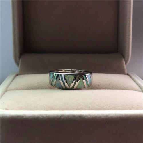 Vintage Female Silver Color Filled Finger Ring Simple White Opal Wedding Ring Unique Style Promise Engagement Rings For Women