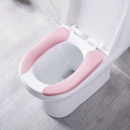 2Pcs/Set Bathroom Toilet Cover Washable Health Sticky Toilet Seat Mat Pad Reuseable Soft Toilet Seat Cover Stickers