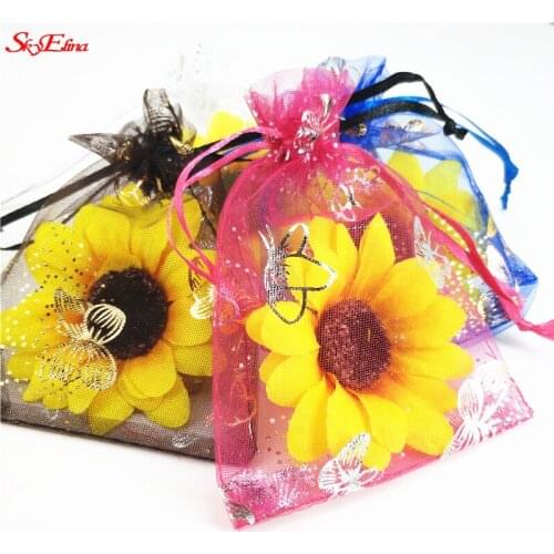 50Pcs/bag 7x9 cm 8 Colors Selection Organza Bags Wedding Pouches Chilid Candy Gift Bag Candy Jewelry Packaging 5ZSH329-50