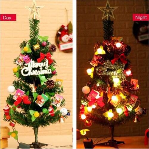 60cm Christmas Tree+22 pcs Xmas Tree Decorations Accessories+Xmas Light String For Home Shopping Mall Festival Party Decor U3