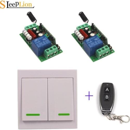 Sleeplion 220V 10A Wireless Wall Light Switch 220V Remote Wall 2-Key ON/OFF Transmitter+2 Receiver Light Door Fans Switch Module