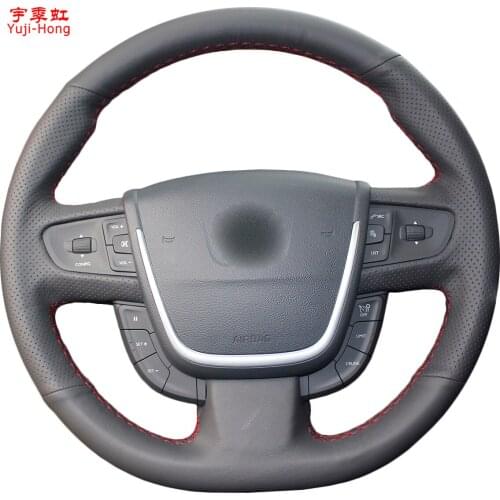 Yuji-Hong Car Steering Wheel Covers Case for Peugeot 508 Hand-stitched Microfiber Artificial Leather Cover