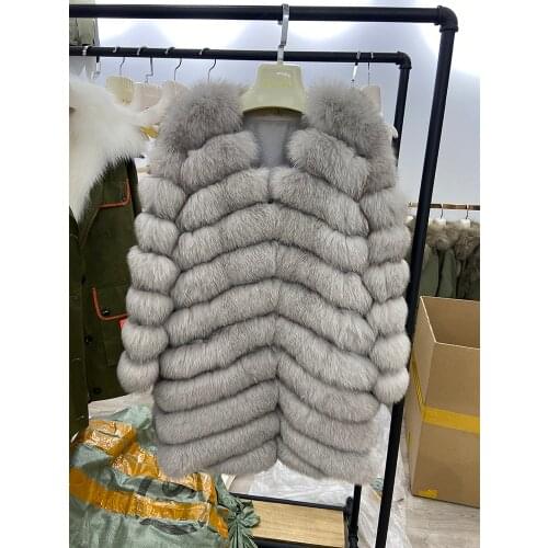 Hot Sale Women Fashion Winter Fluffy Thick Natural Real Fox Fur Coat Long Natural Fur Jackets