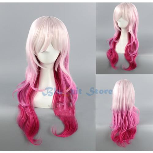 Guilty Crow Pink Gradient Synthetic Hair Cosplay Inori Yuzuriha Inori Halloween Role Playing Hair for Adult