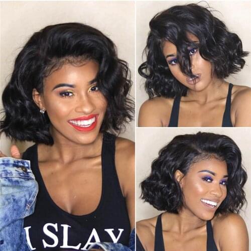 Short Bob Closure Wig Body Wave Lace Front Human Hair Wigs for Black Women 250% Side Part Loose Natural Pre Plucked Hairline