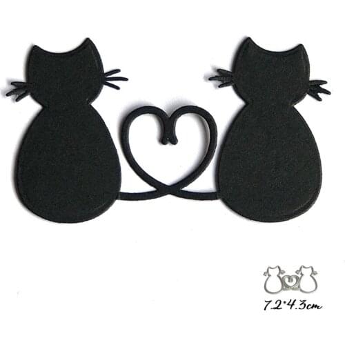 Miss Vintage Love Dog Cat Metal Cutting Dies Stencil Heart Shaped Cat Scrapbooking DIY Album Stamp Paper Card