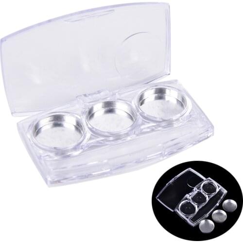 1Set Empty 3 Round Grids Eyeshadow Lipstick Powder Box Case Cosmetic Packing+3Pcs Palette