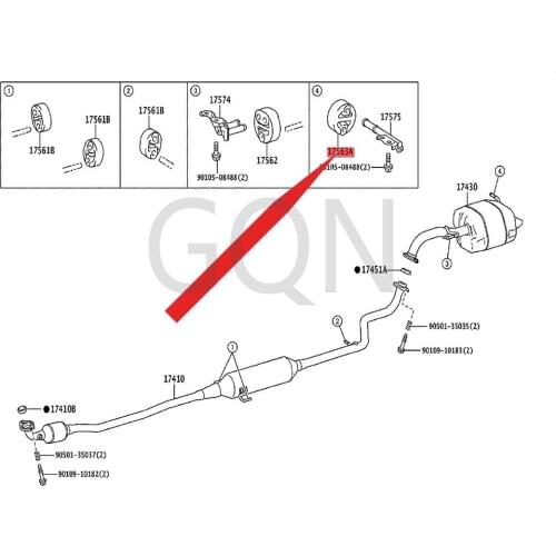 Exhaust pipe lug 2020-Toy ota YAR ISS IEN TAY ARI SGR COR OLL ASP ORT Exhaust pipe lug (front/rear) Exhaust pipe lug