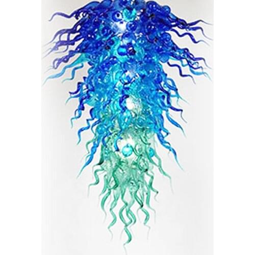 New Arrival Cheap Blue and Green Modern Chandeliers Hotel Lobby Big LED Chandelier for Art Decoration