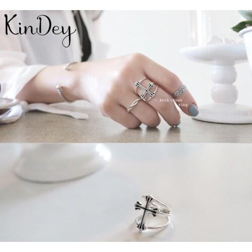 Kindey New Trendy Silver Color Cross Rings For Women Wedding Men Jewelry Finger Rings Wholesale