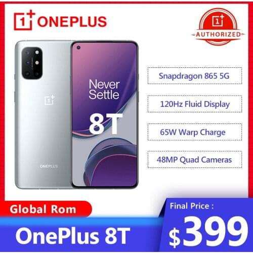 Original OnePlus 8T 8 T Quad Cam Snapdragon 865 65W Warp Charge Android 11 5G Smartphone 120Hz AMOLED Display Mobile Phone
