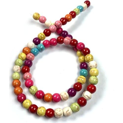 Natural Stone Loose Beads Mixed Color Turquoises Round Strand 4 6 8 10 12 MM For Jewelry Making DIY Bracelets Necklace