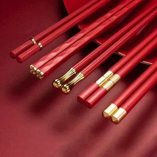 5 Pairs Chinese Japanese Chopsticks Set Stainless Steel Alloy Sushi Sticks Eating Reusable Non-slip Korean Cooking Tableware