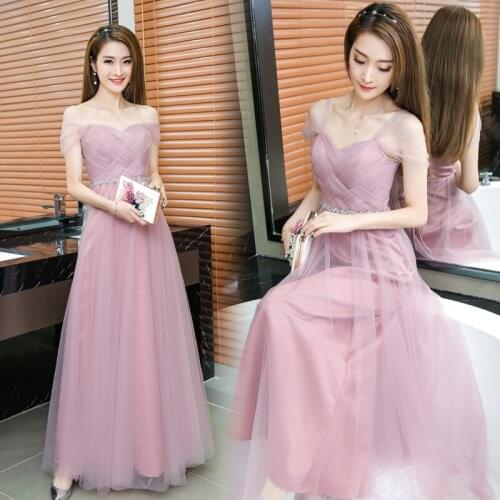 Dusty Pink Long Bridesmaid Dress Sweetheart Tulle Cheap Pleated Prom Dresses Under $50 Junior Bridesmaid Gown Dama Dresses