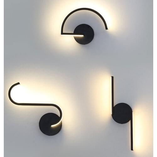 Modern Aisle Wall Lamp Line Black and White Wall Lamps Living Room Designer Decoration Bedside Decor Bathroom Led Light Fixtures
