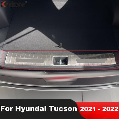For Hyundai Tucson 2021 2022 2023 Stainless Steel Inner Rear Trunk Bumper Cover Trim Tailgate Sill Plate Car Styling Accessories