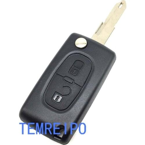 10pcs/lot 2 Button Remote Flip Folding Key Shell Case With 206 Blade For Citroen c2 with battery holder