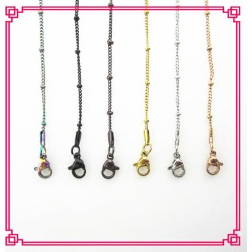 20'' Rainbow/ rose gold/black Color 316L Stainless Steel Ball Station Cable Chain Diffuser Locket Floating Pendant Necklace