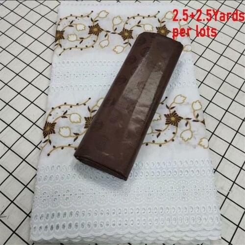 2021 High Quality African Lace Fabric Embroidery Swiss French Tulle Pure Cotton 2.5+2.5yards Wedding Party Dress Guipure CP021