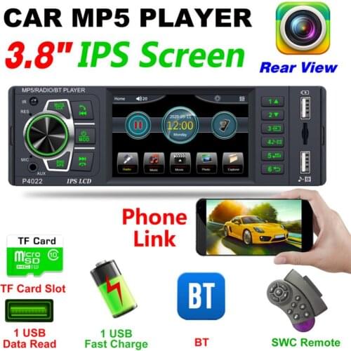 4020 12V 3.8 Inch IPS Capacitive HD 1080P Stereo MP3 / MP4 Radio FM MP5 Video Players Support AUX Input / Phone Link