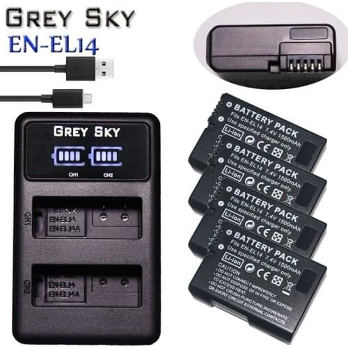 4x 1500mAh EN-EL14 EN EL14 EN-EL14a Battery + LCD Dual Charger for Nikon P7800,P7100,D3400,D5500,D5300,D5200,D3200,D3300,MH-24