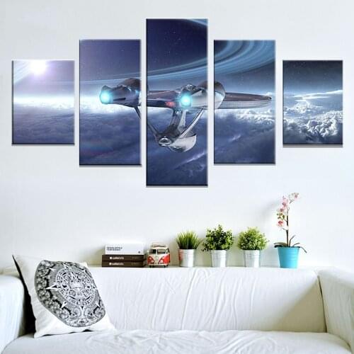 5 Panel HD Famous Movie Star Trek Poster Wall Art Painting Spaceship Poster Canvas Painting Bedroom Decor