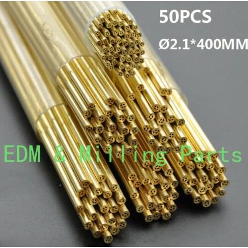 50PCS CNC EDM Drilling Machine Parts Multi-Hole Brass Electrode Tube 2.1*400MM For Drilling Machine Mill Part
