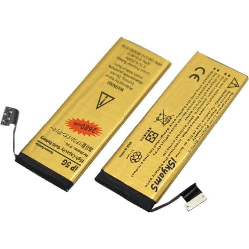 50pcs /lot 2680mAh 0 zero cycle Replacement Gold Li-Polymer Battery For iPhone 5G 5 G Accumulator Batteries